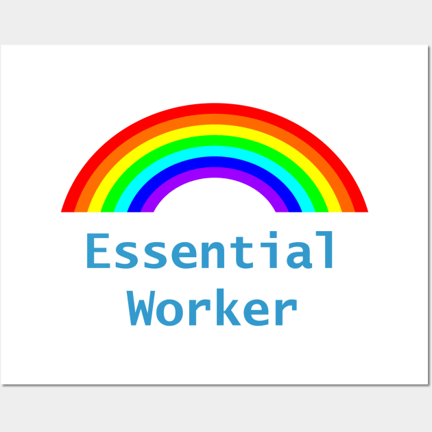 Rainbow for Essential Workers in Blue Wall Art by ellenhenryart